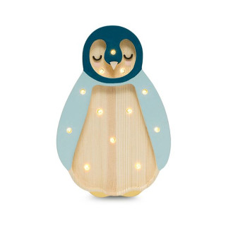 Lampe à poser - Veilleuse Bois mini bébé pingouin bleu rétro Little Lights